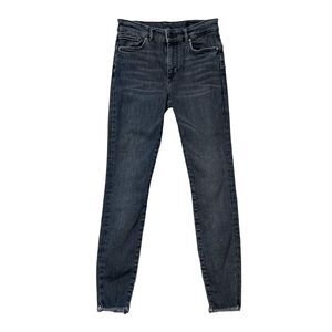Allsaints Jeans Womens 24 Gray Denim Miller Push Up Super Skinny Stretch Raw Hem